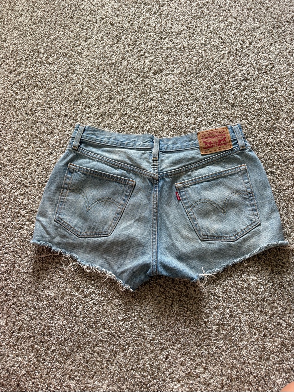 Levi's 501 Light Blue Distressed Denim Cutoff Shorts